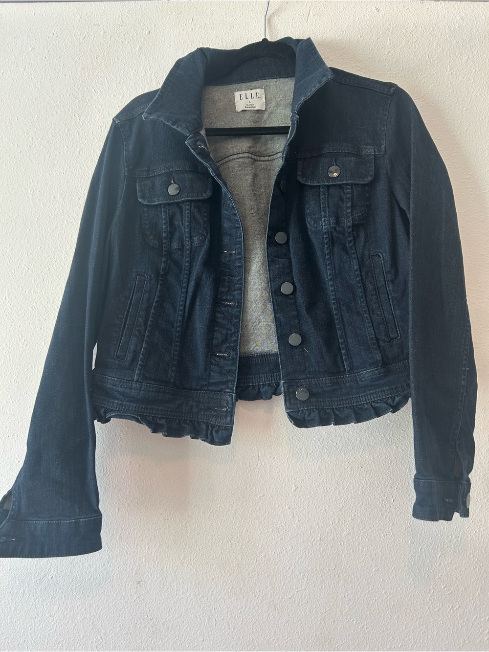 ELLE Dark Navy Denim Jean Jacket with Button Front